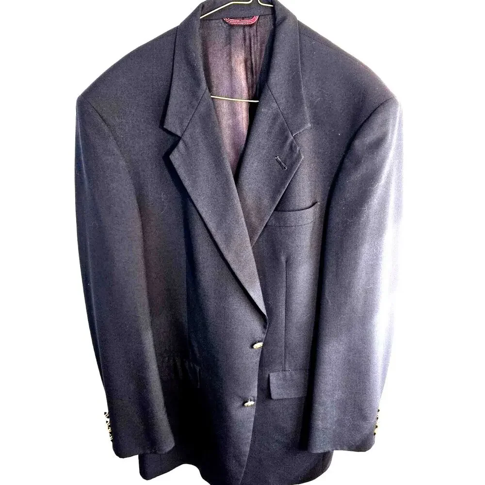 Van Heusen Men's Blazer 42L 42 L Long Black Suit Coat 2 Button Sport Jacket